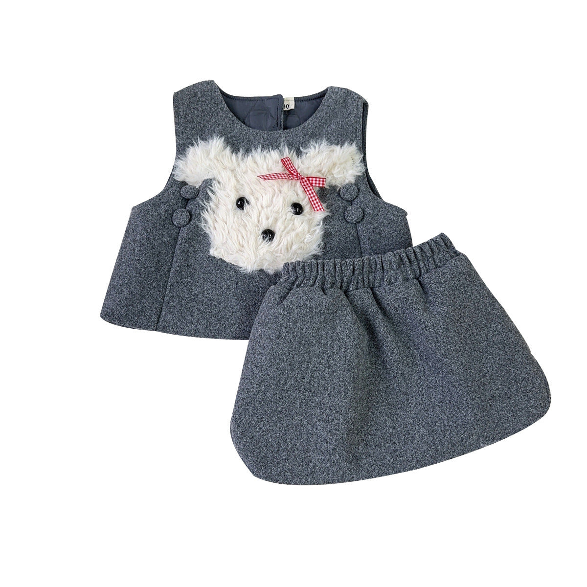 Women's Scrawl Puppy Vest Winter Plus Fluffy Skirt Children's Suit