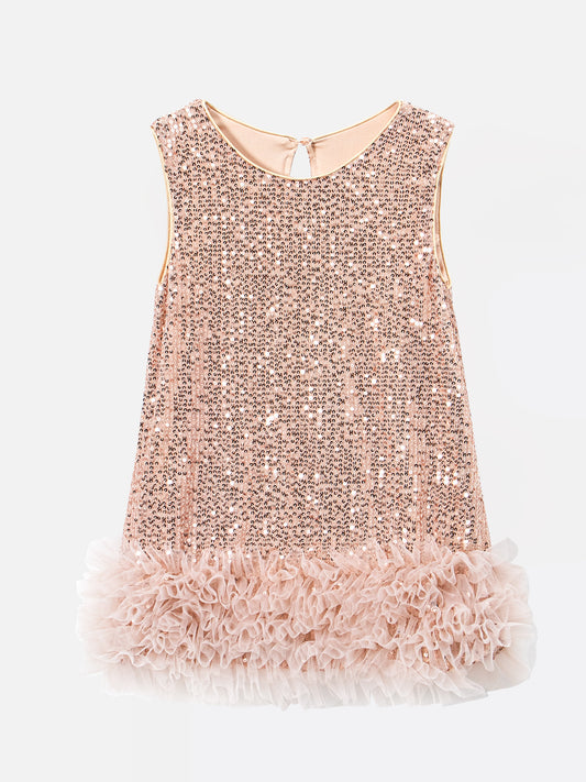 Children's Leaf Clothing Vest Sequin Gauze Fashionable Princess Children's Dress