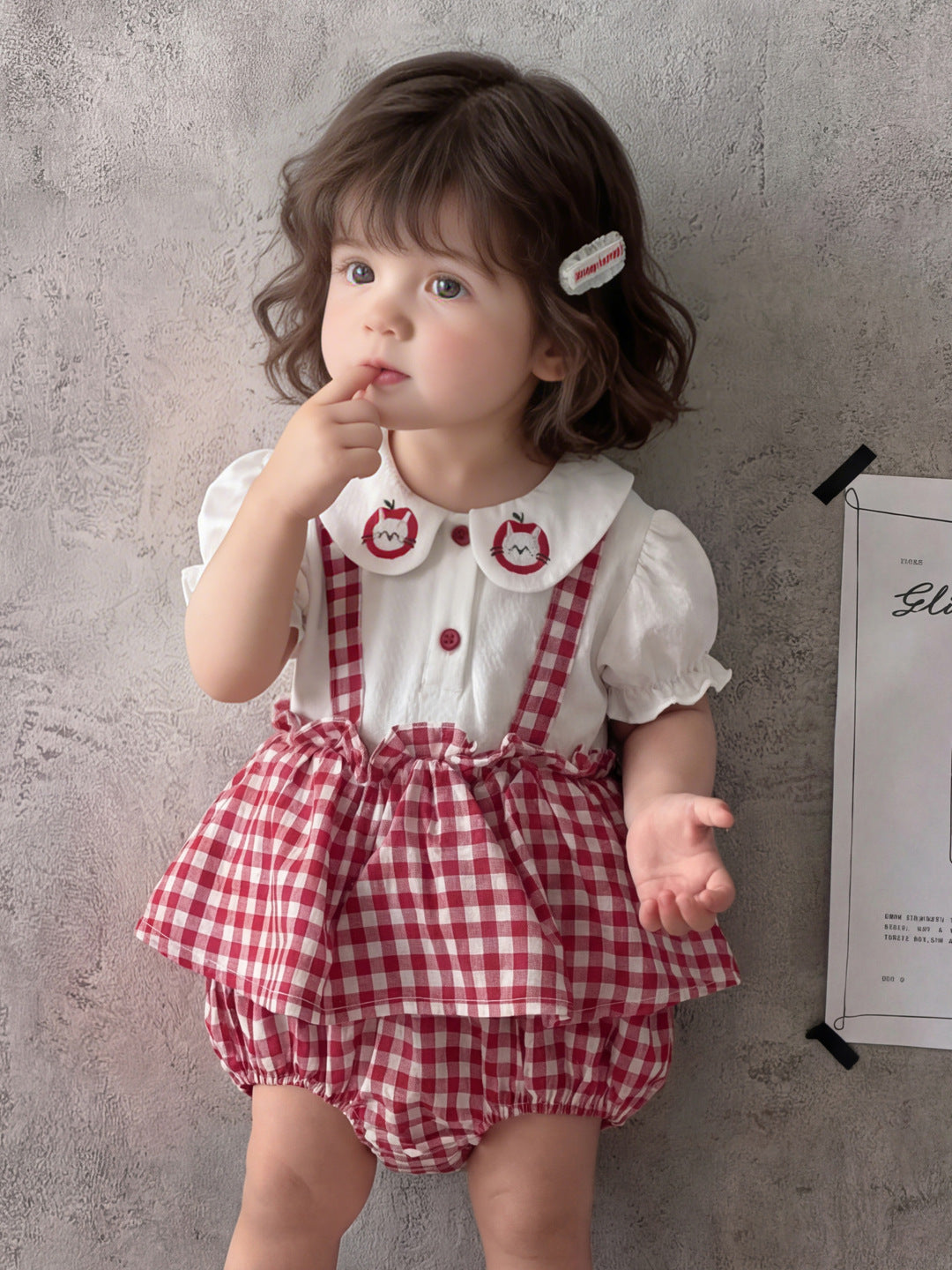 Bloomer With Skirt Infant Rompers Little Romper Plaid Fake Two Jumpsuit, Climbing Suit