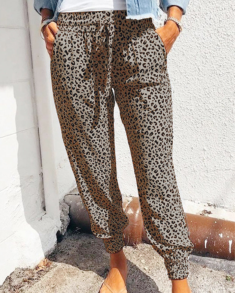 Women's Summer Trousers Loose Leopard Print Printed Pants