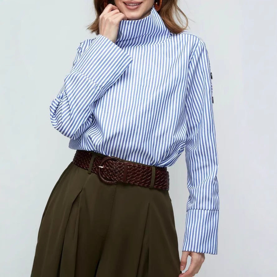 Casual Thin Long Sleeve Lapel Single Breasted Blouse