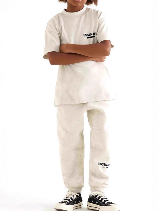 Children's Double-line Flocking Short-sleeved Small Teen Cotton Children's T-shirt