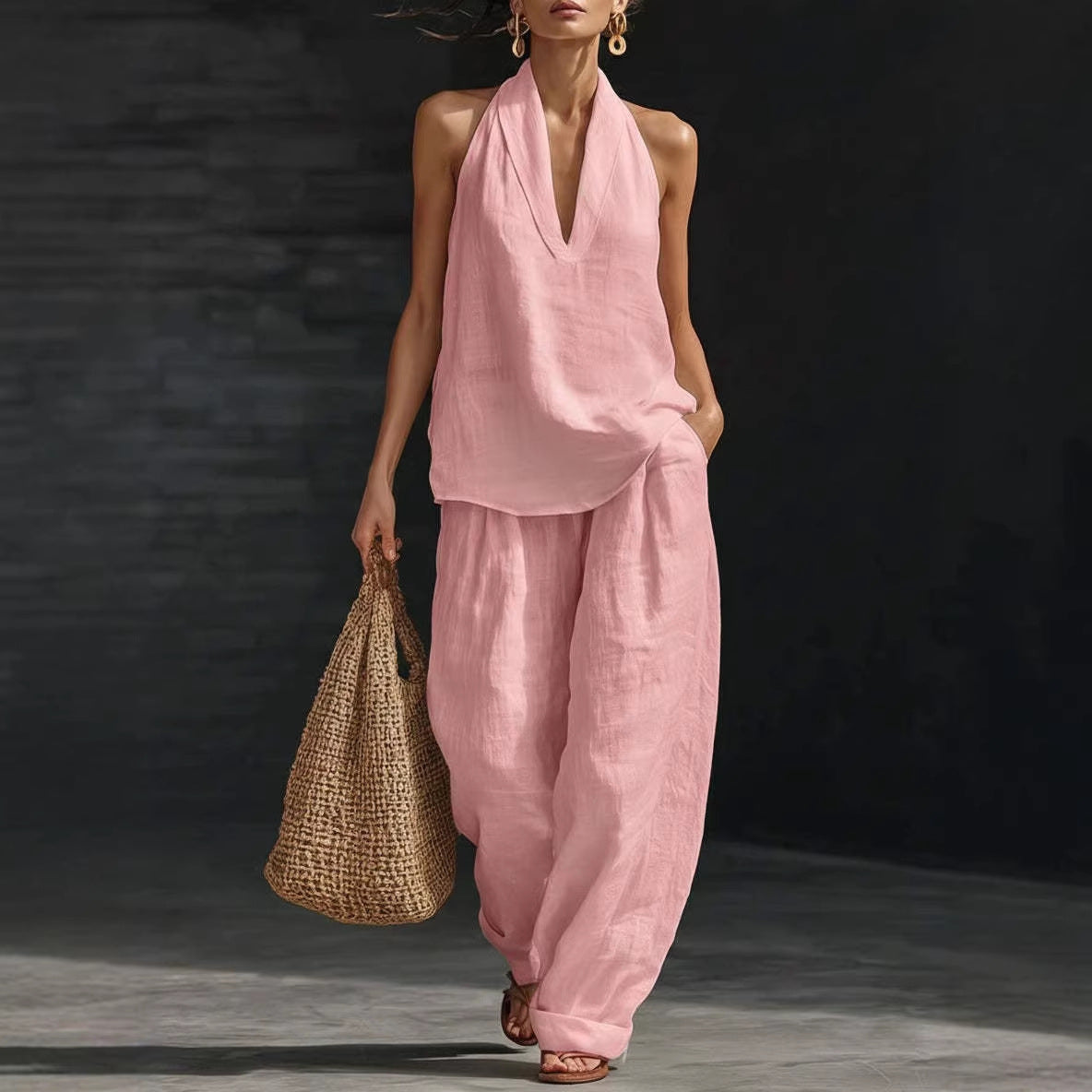 Cotton Linen Blended Commuter Slightly Fat Fashion Casual Suit