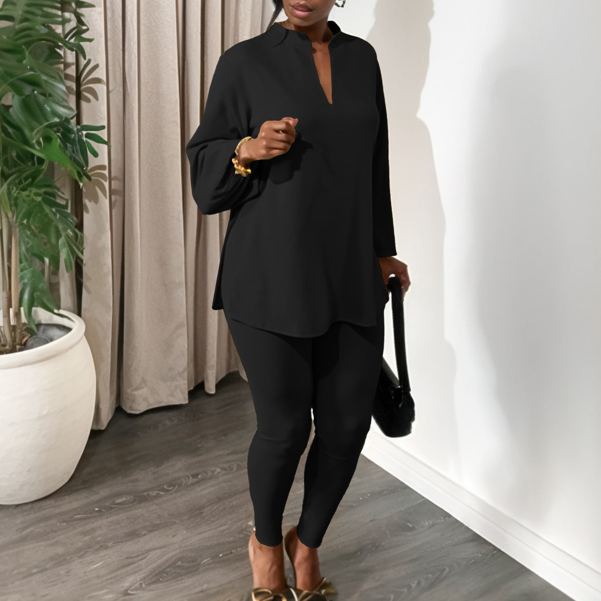 Women's Style Solid Color Long Sleeve African Fashion Casual Suit