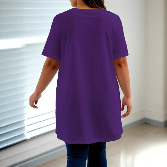 Versatile Women's Loose Slit Round Neck Tops