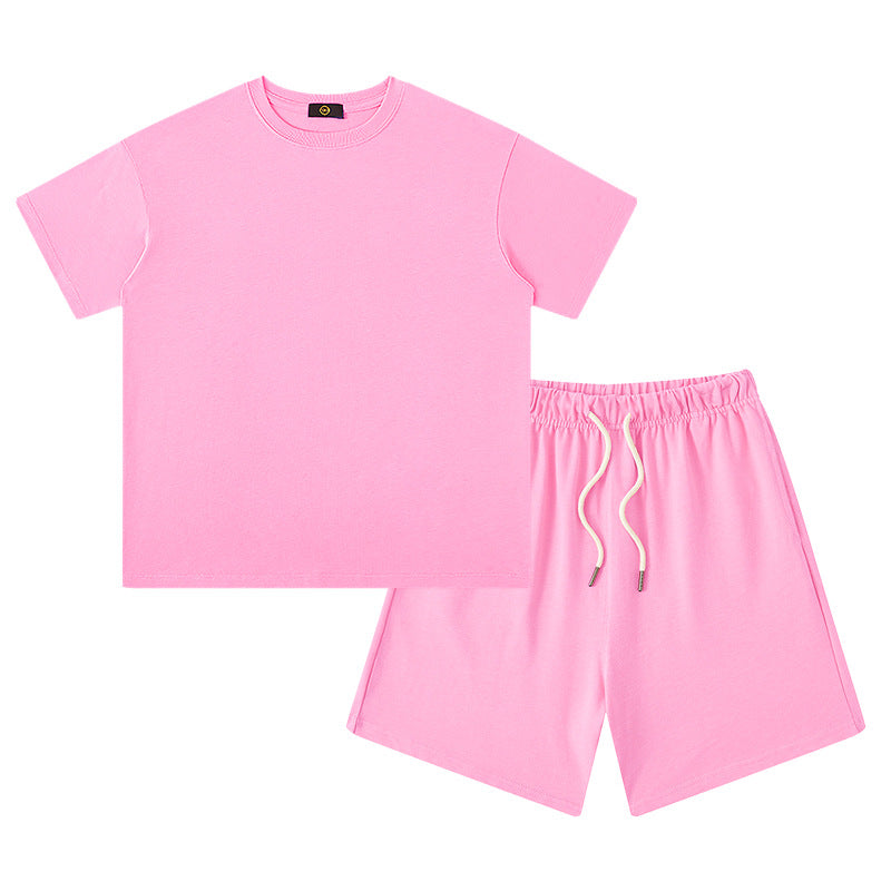 Women's & Men's Clothing Earth Color Heavy Short Sleeved T-shirt Children's Suit