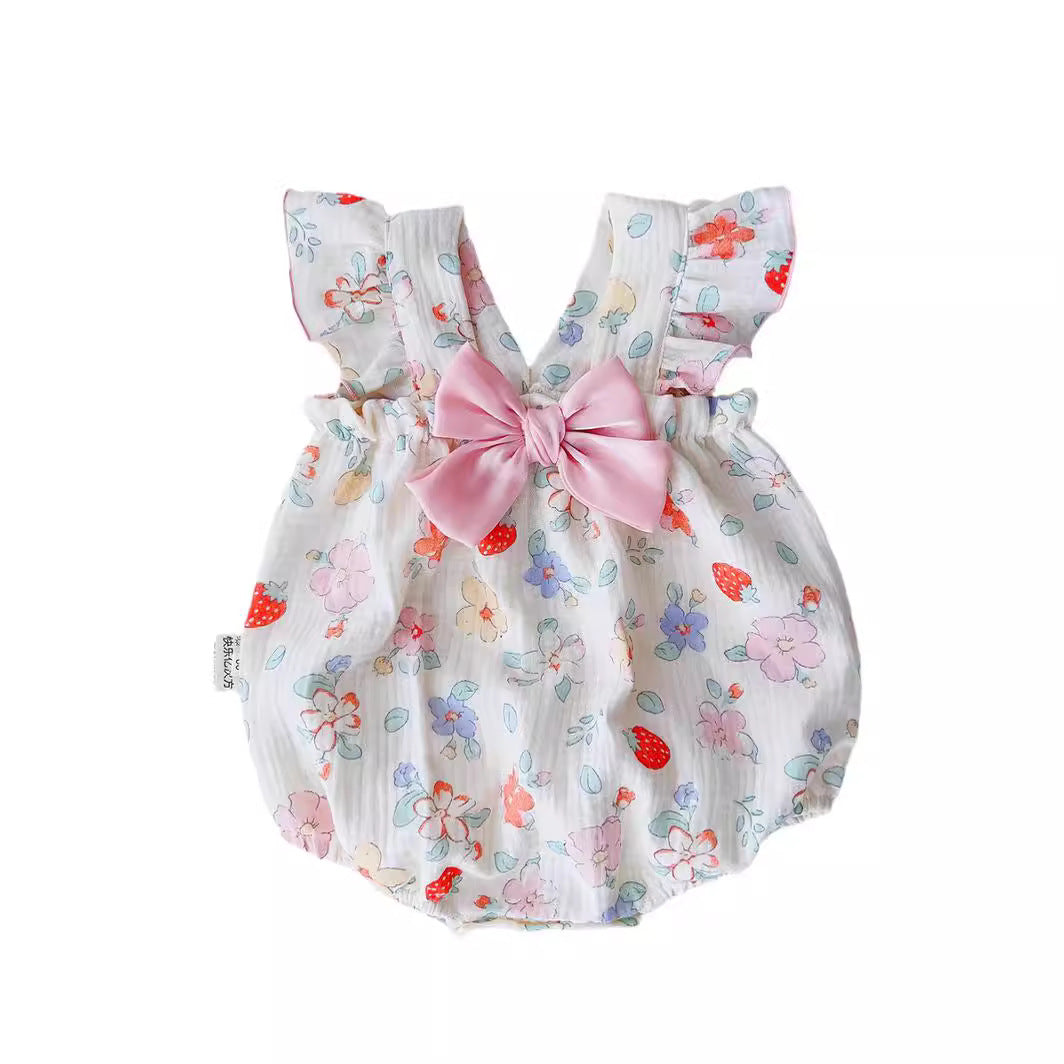 Summer Jumpsuit Cute Bow Born Triangle Rompers Thin Jumpsuit, Climbing Suit