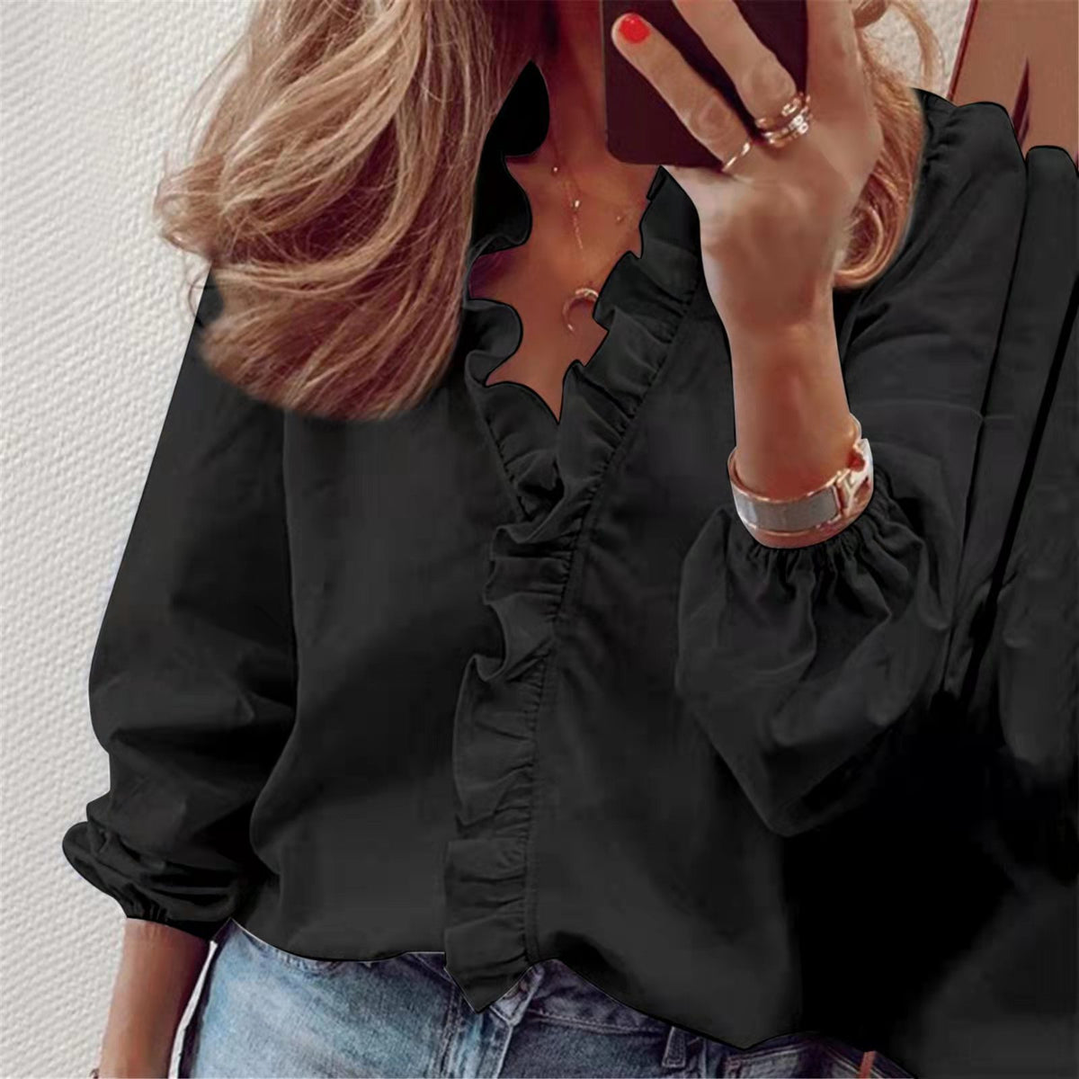 Versatile Classy Women's Long Sleeve Ruffle Blouse