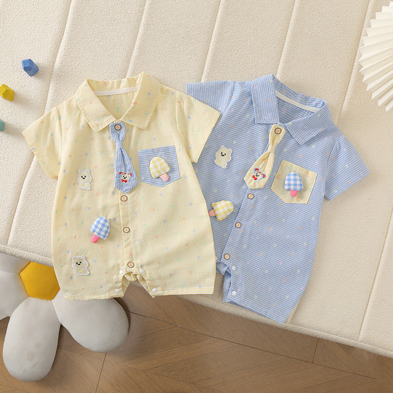 Summer Korean Style Romper Tie Bear Reverse Jumpsuit, Climbing Suit