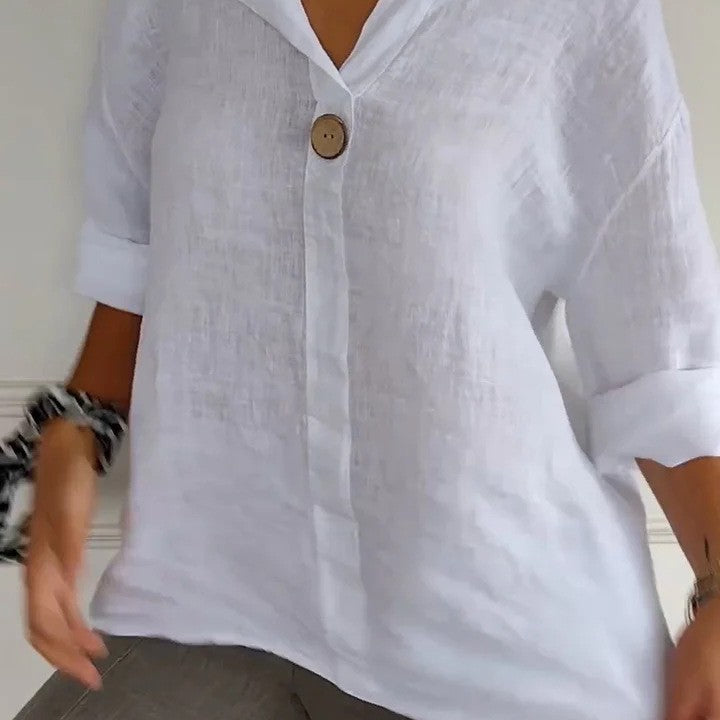 Women's Summer Loose Cotton Linen Button Tops