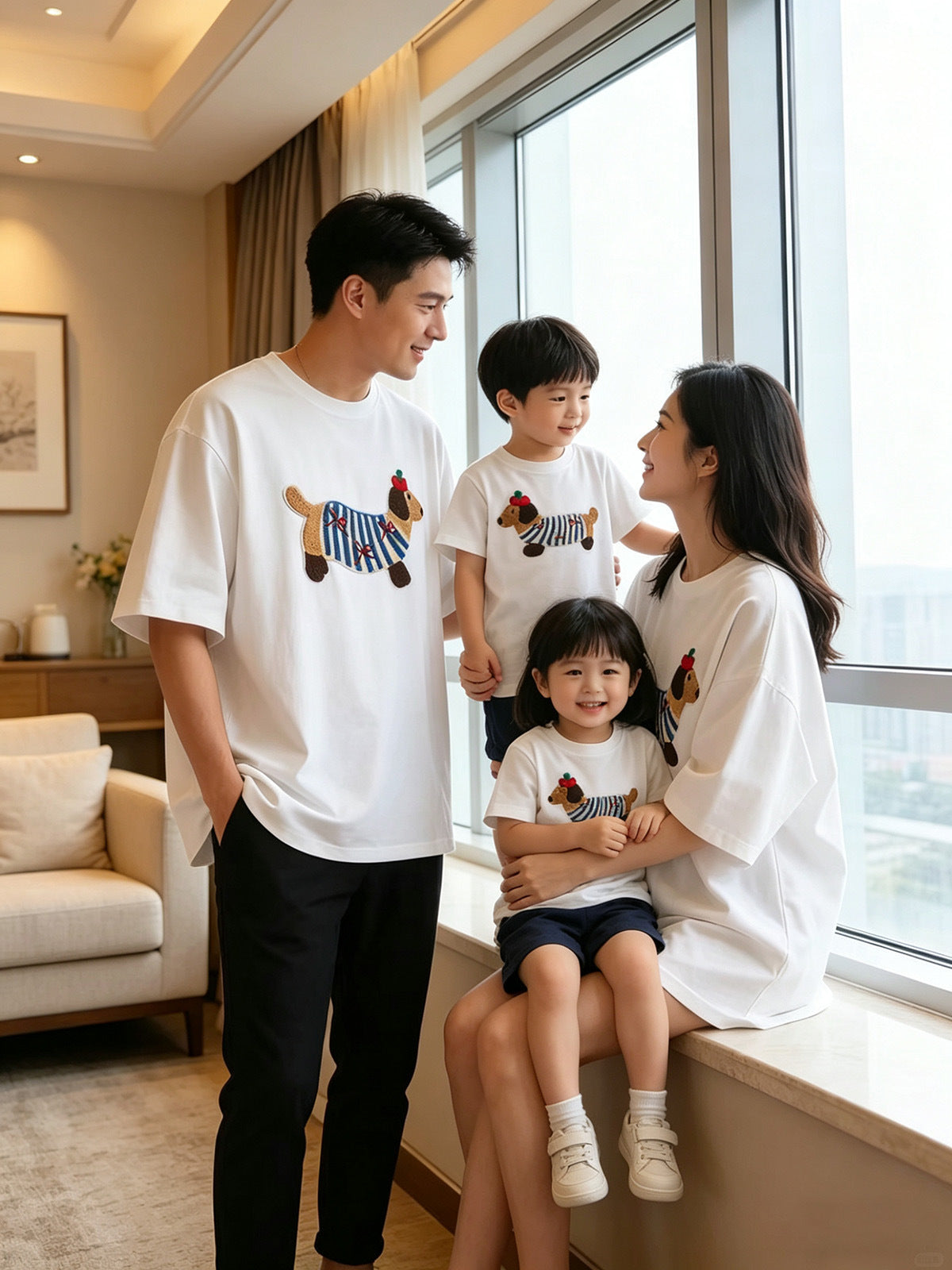 Summer Matching Sausage Dog Cotton Short-sleeved T-shirt For The Whole Parent-child Outfit
