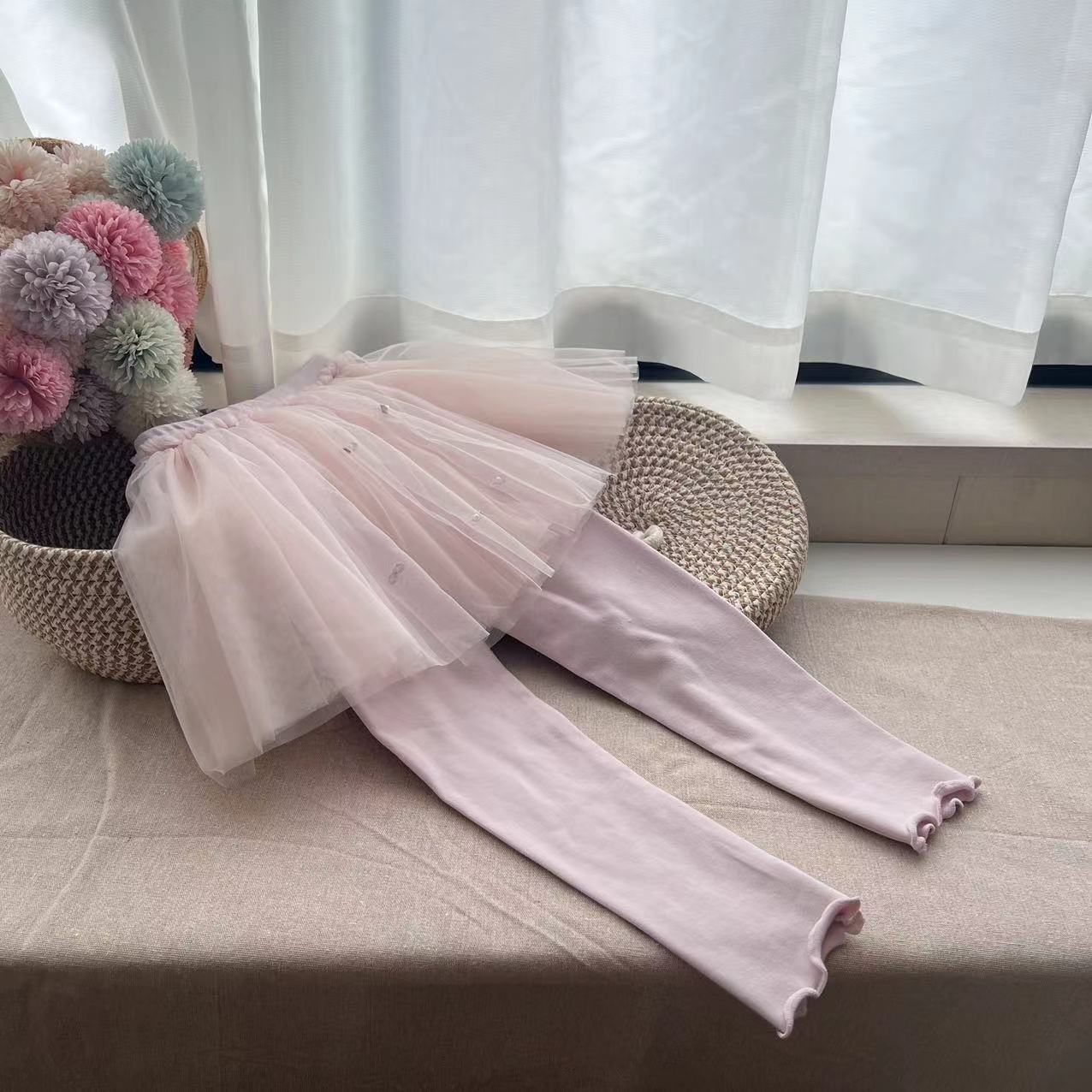Children's Western Style Princess Tulle Skirt Outer Wear Fake Two-piece Leggings Children's Pants