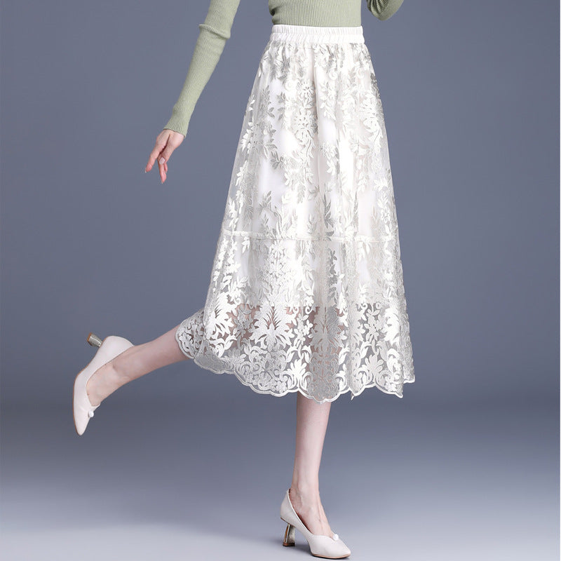 Women's Autumn Elastic Waistband Slimming Fashionable Versatile Skirt