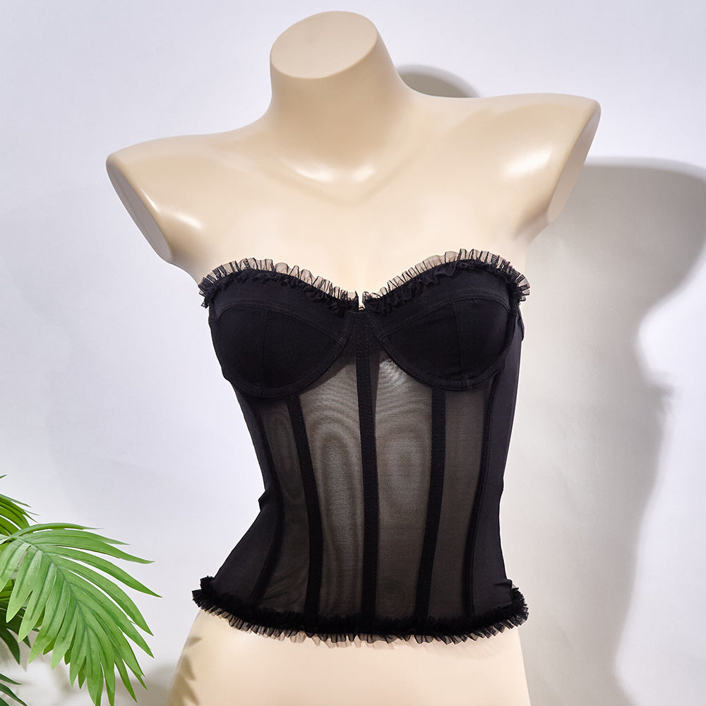 French Style Sweet Plastic Bones Body Small Vest/suspenders/tube Top