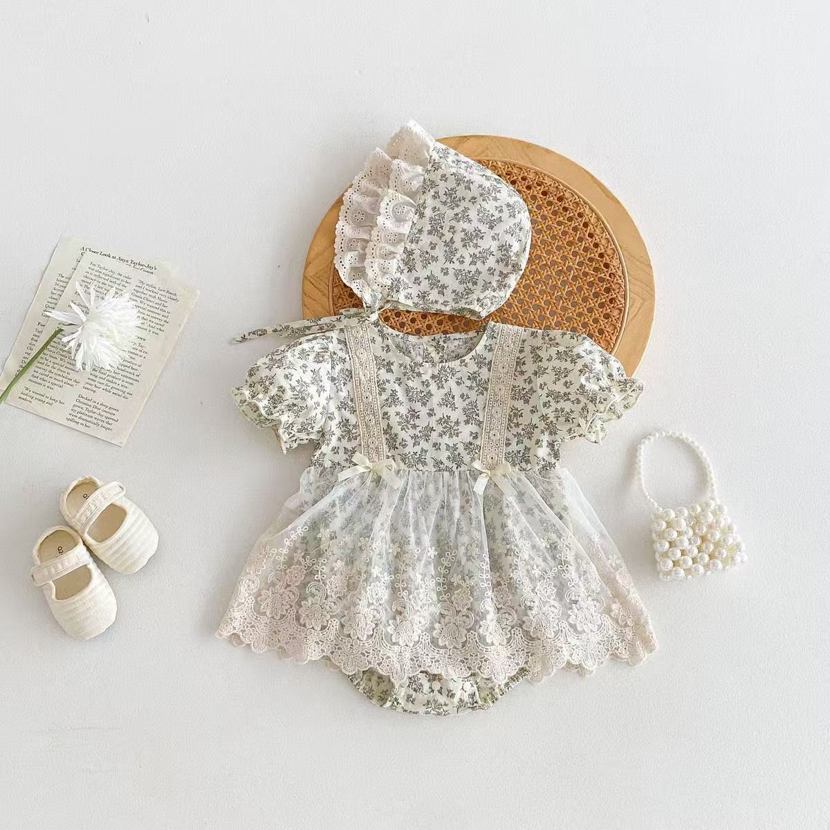 Summer Short Sleeve Lace Floral Romper Days Old One Jumpsuit, Climbing Suit