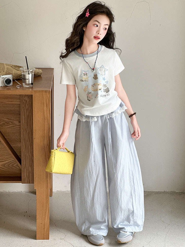 Children's Summer Thin Casual Western Style Lace Anti Mosquito Children's Pants