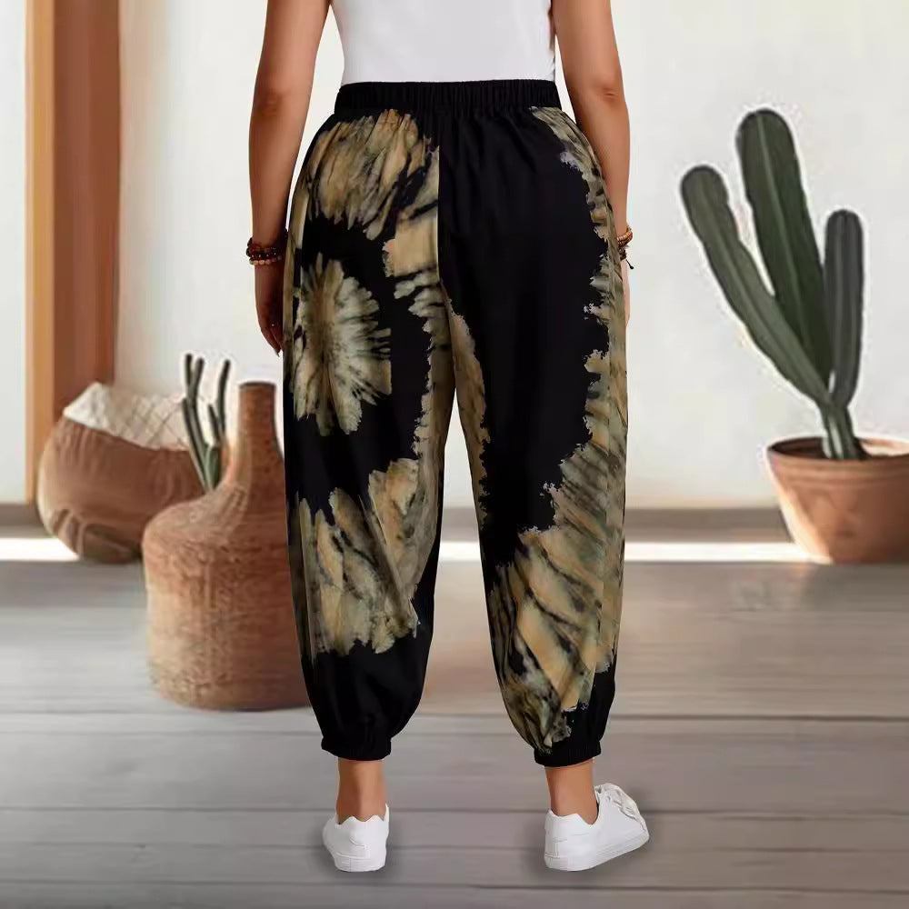 Women's Loose Printed Fashionable Skinny Trousers Casual Pants