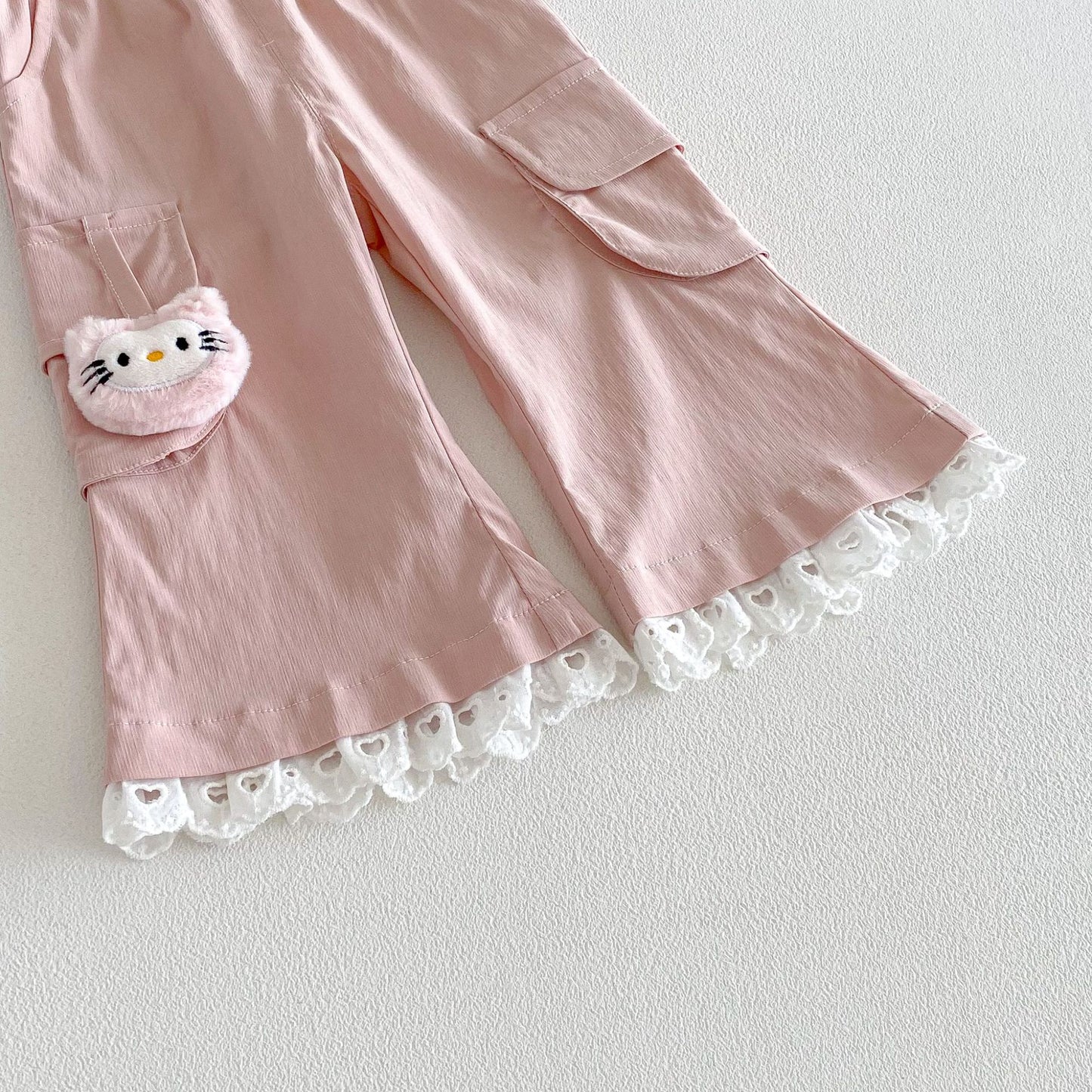 Bell-bottom Spring Super Cute Lace Casual Children's Pants