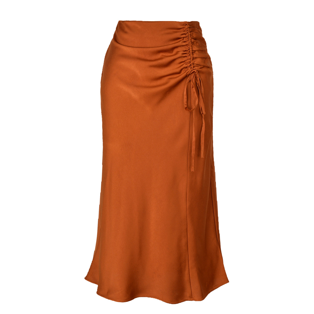 Women's Satin Pleating Zipper Long Sexy High Skirt