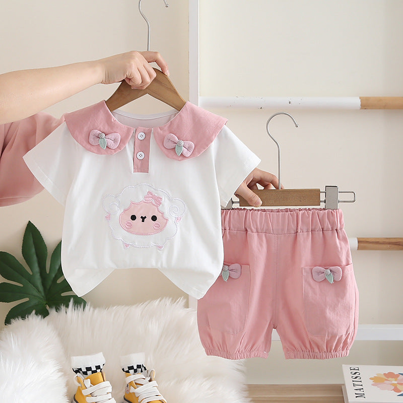 Short Sleeve Fashion Daily Wear Trendy Korean Style Children's Suit