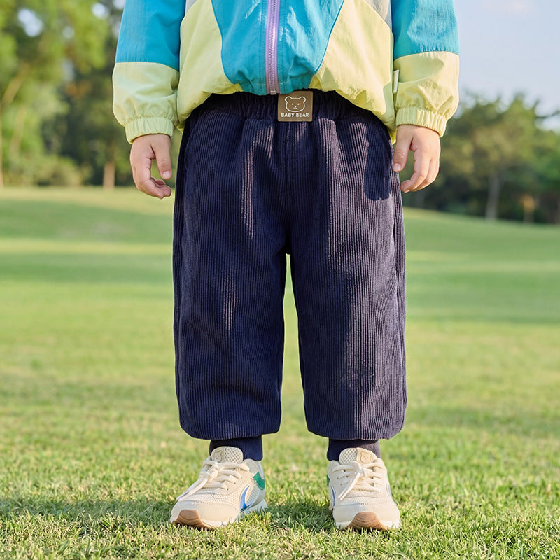 Fleece-lined Long Winter Clothes Trousers Loose Casual Children's Pants