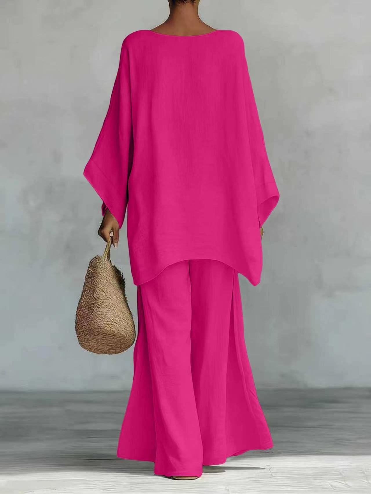 Women's Simple Loose Old Money Style Linen Blended Fashion Casual Suit