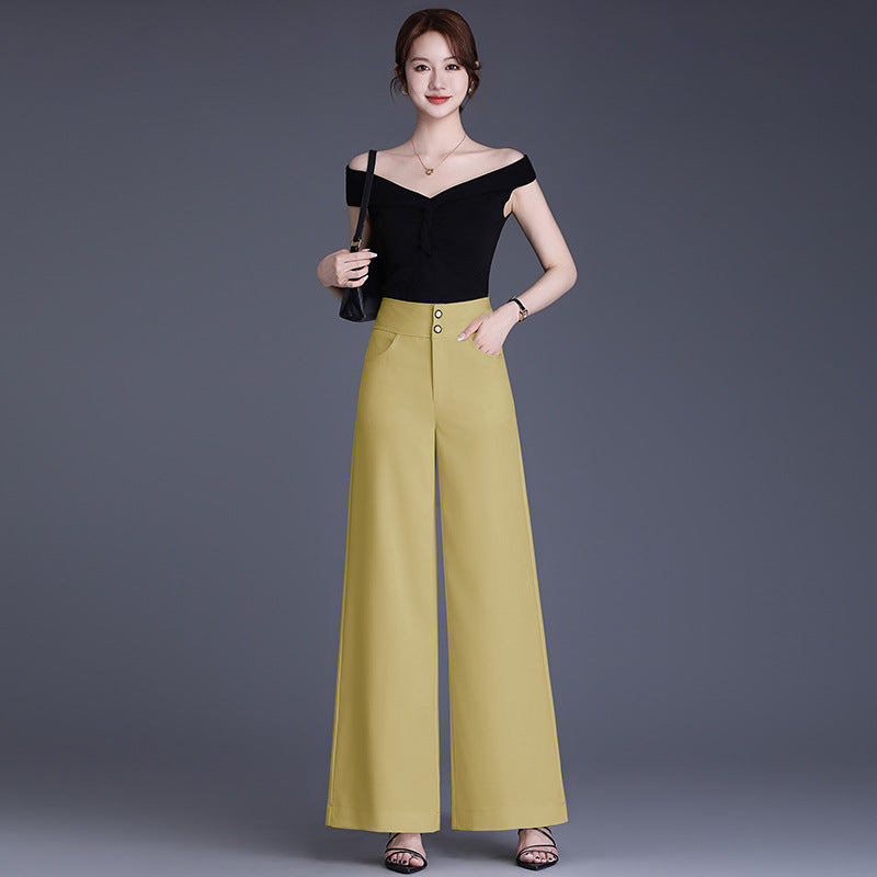 Women's High Waist Wide Leg Loose Fashion Spring Drape Versatile Casual Pants