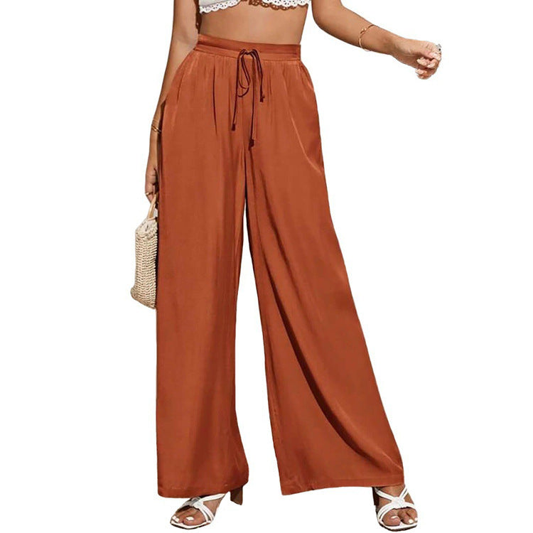 Women's High Waist Trousers Pure Color Elastic Casual Pants