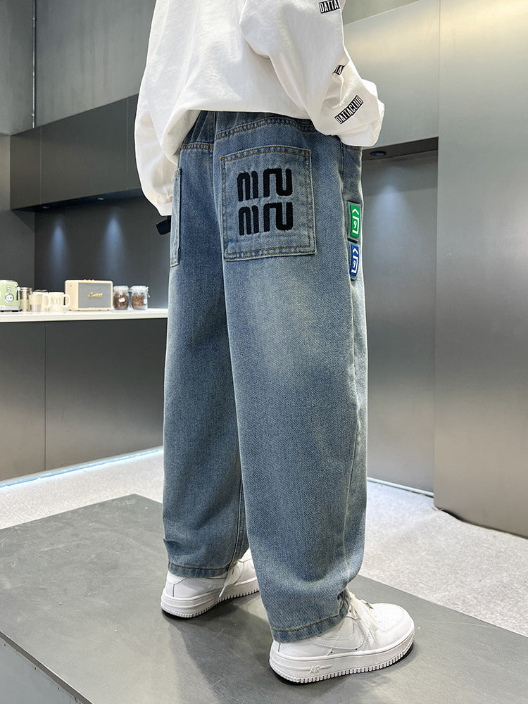 Children's Jeans Spring Wear Casual Loose Teens Trousers Autumn Sports Children's Pants