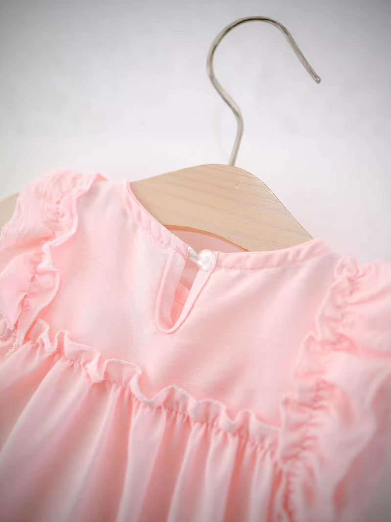 Children's One-piece Summer Sweet Cute Single Layer Cotton Vest Skirt Western Children's Dress