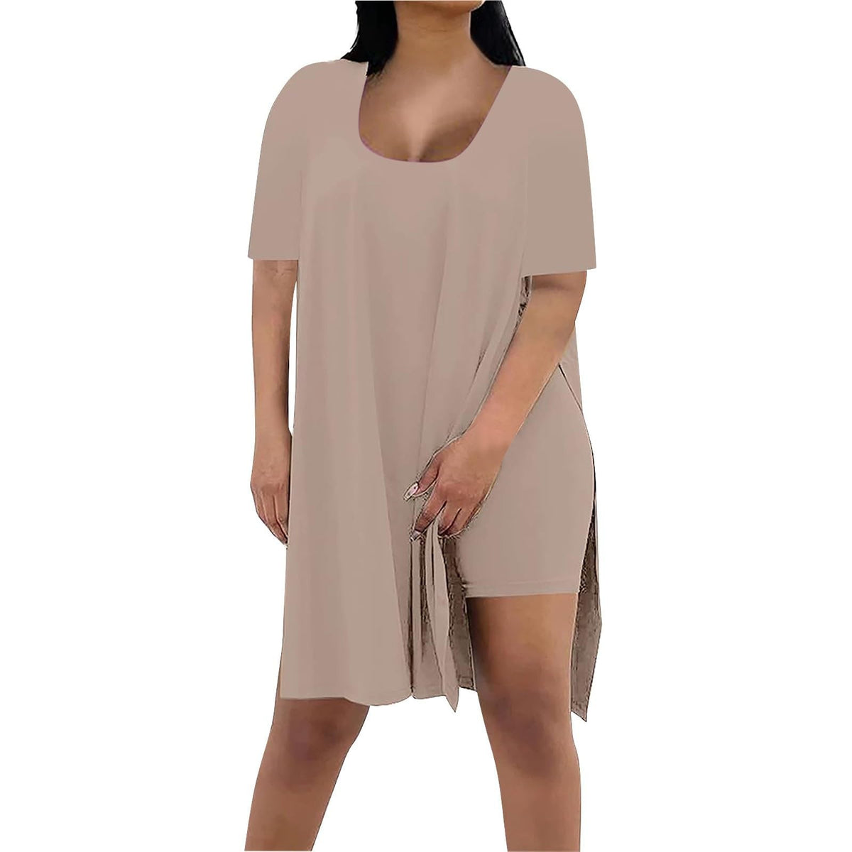 Women's Solid Color Square Collar Sleeve Two-piece Fashion Casual Suit