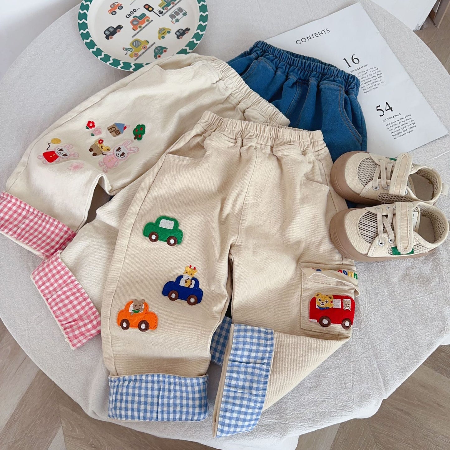 Children's Trousers Autumn Outfit Casual Cartoon Embroidered Children's Pants