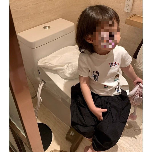 Kindergarten Cartoon Embroidered Short-sleeved Summer Versatile Children's T-shirt