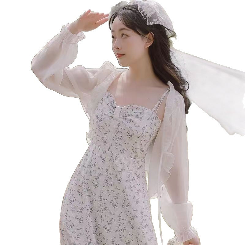 Women's Sun Protection Summer Sling Dress Outer Lace Shirt, Chiffon Shirt