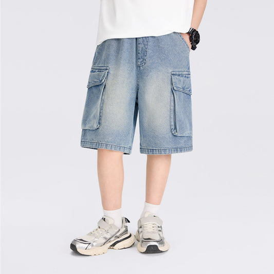 Children's Clothing Boy's Denim Shorts Summer Retro Fifth Children's Pants