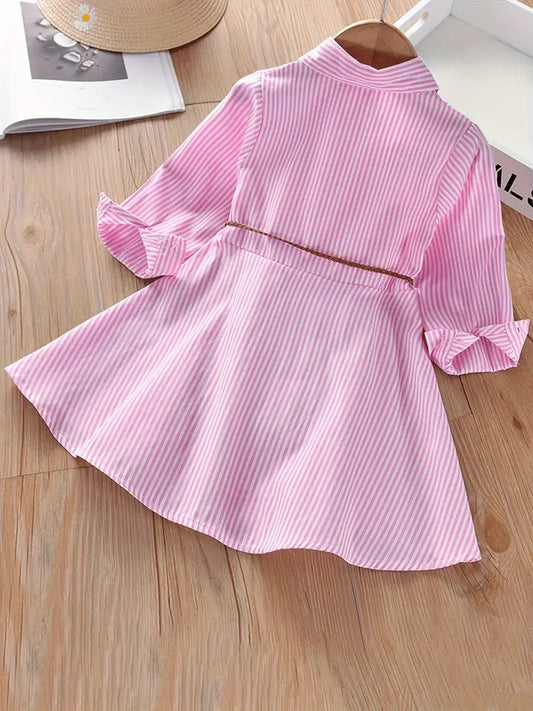 Children's Summer Shirt Fashionable Skirt Korean Style Striped Children's Dress