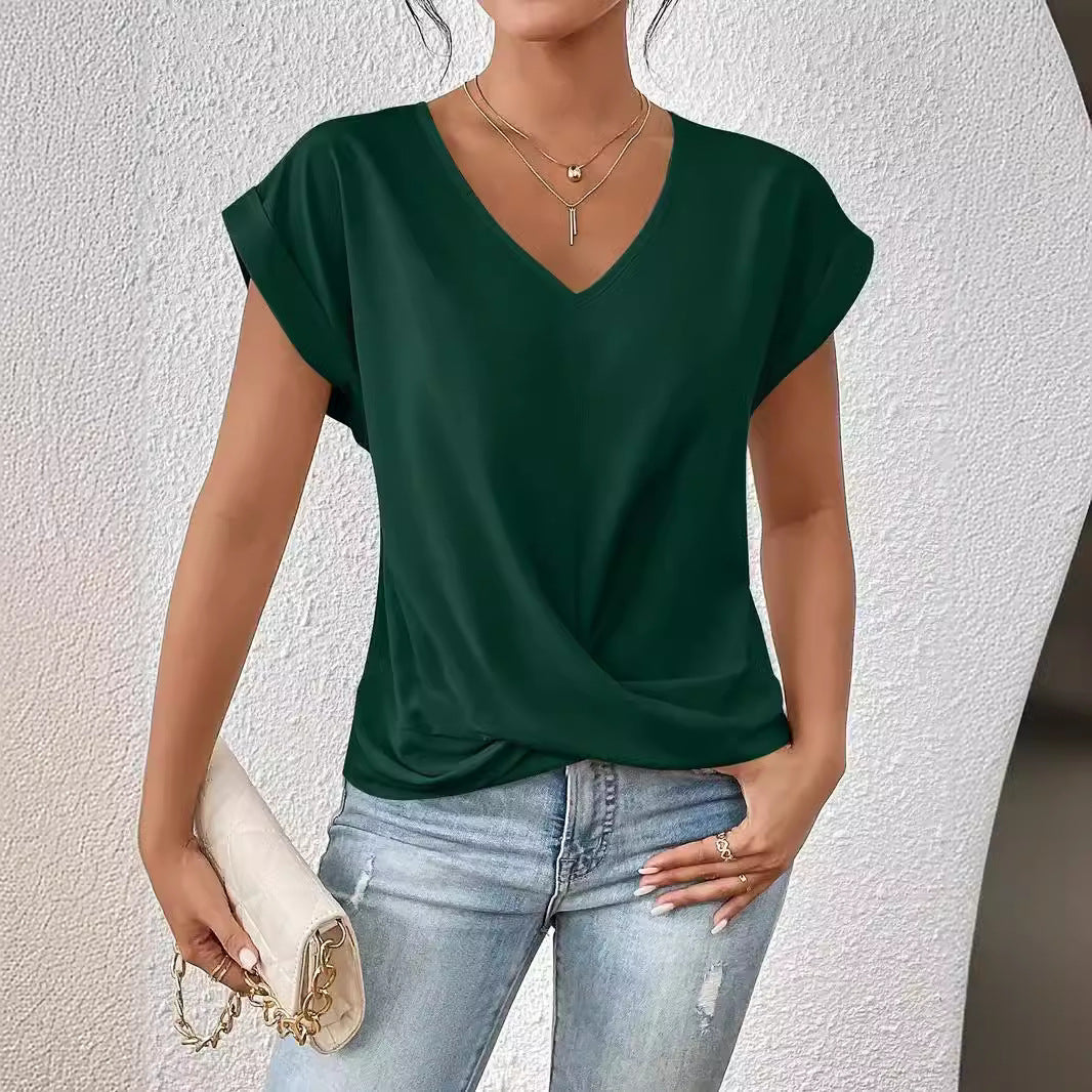 Popular Women's Solid Color Elegant Sleeve Women's T-shirt