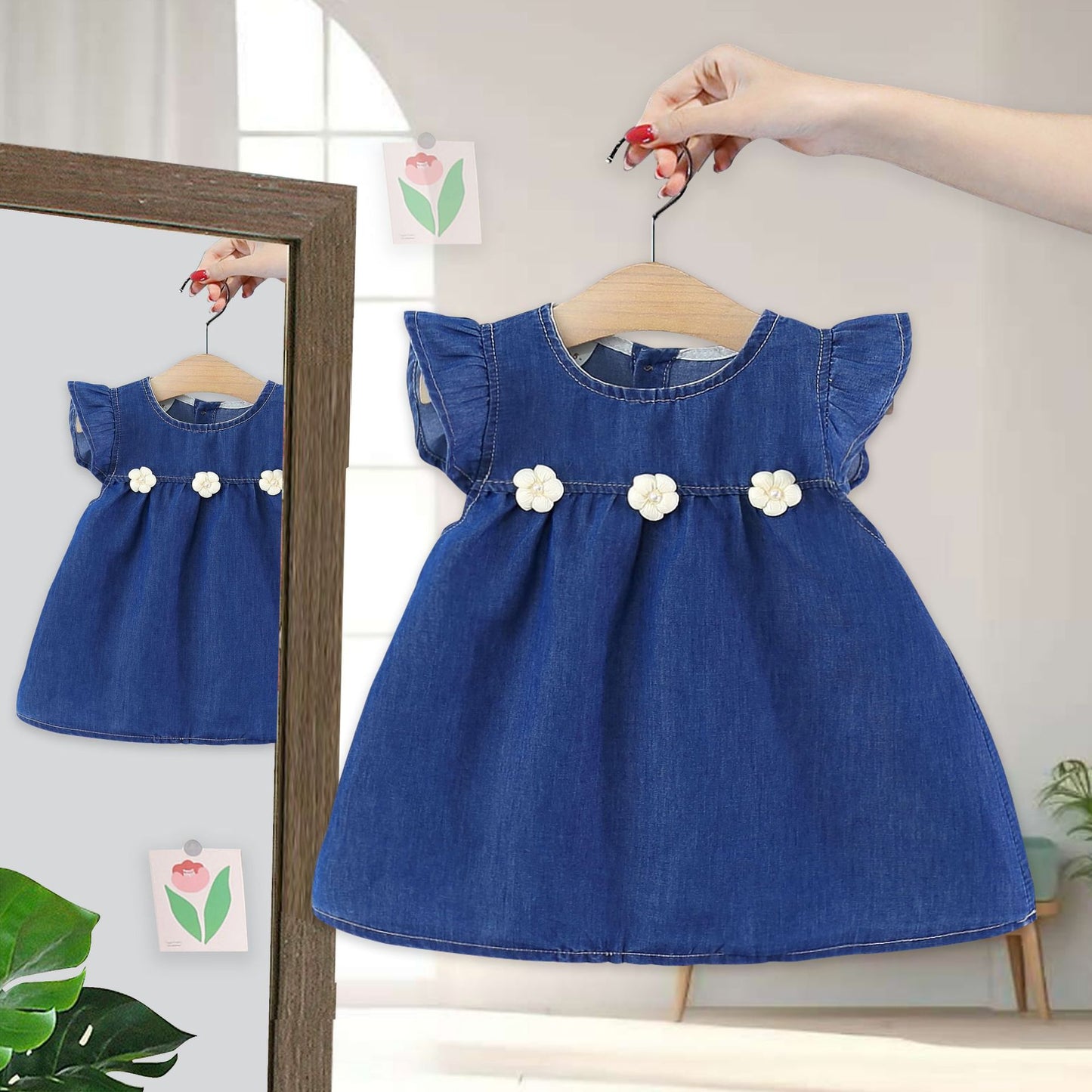 Children's Clothing Summer Casual Flounced Sleeve Denim Skirt Children's Dress