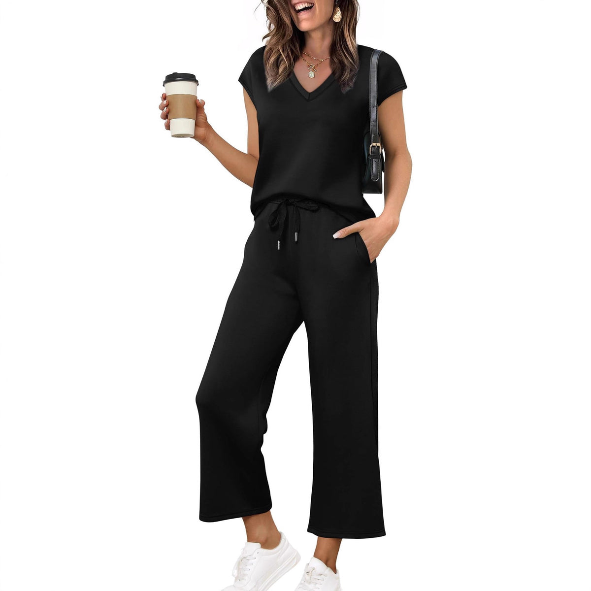 Women's Loose Batwing Sleeve Two Pieces Suits
