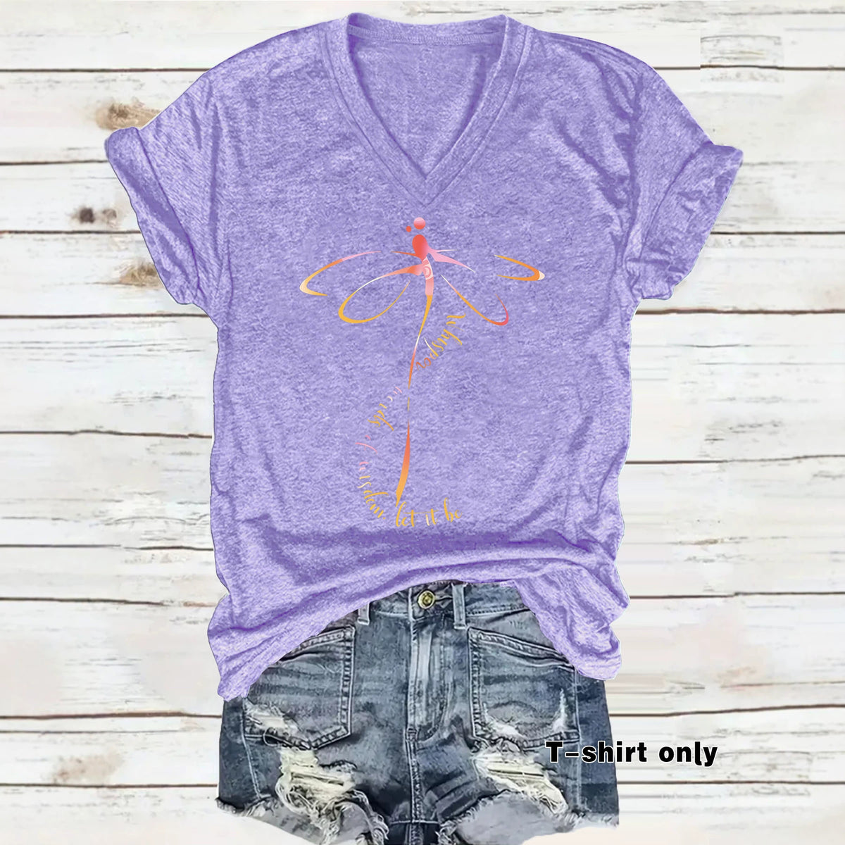 Women's Summer High-grade Dragonfly Letter Slogan Printed Women's T-shirt
