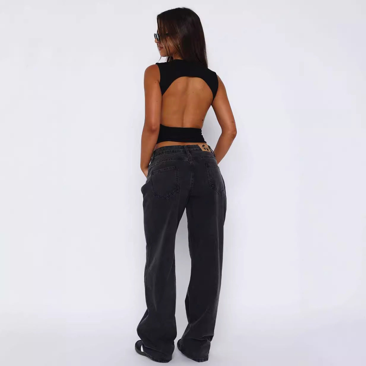 Hot Simple Straight Loose Denim Trousers Women's Jeans