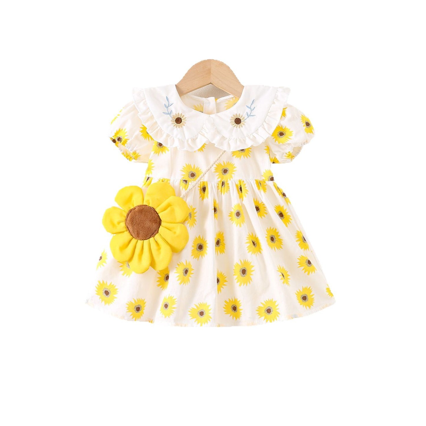 Summer Short-sleeved Princess Skirt Full Body Sunflower Cotton Children's Dress