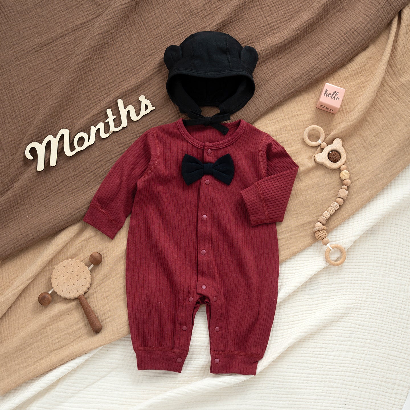 Four Jumpsuit Born Red First Month Old Days Clothes Jumpsuit, Climbing Suit