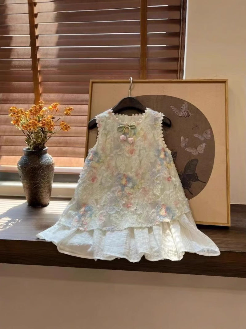 Children's Wear Match Rainbow Printing Summer Sweet Fairy Children's Dress