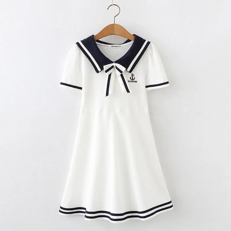 Children's Summer Preppy Style Navy Skirt Middle Big Sports Children's Dress