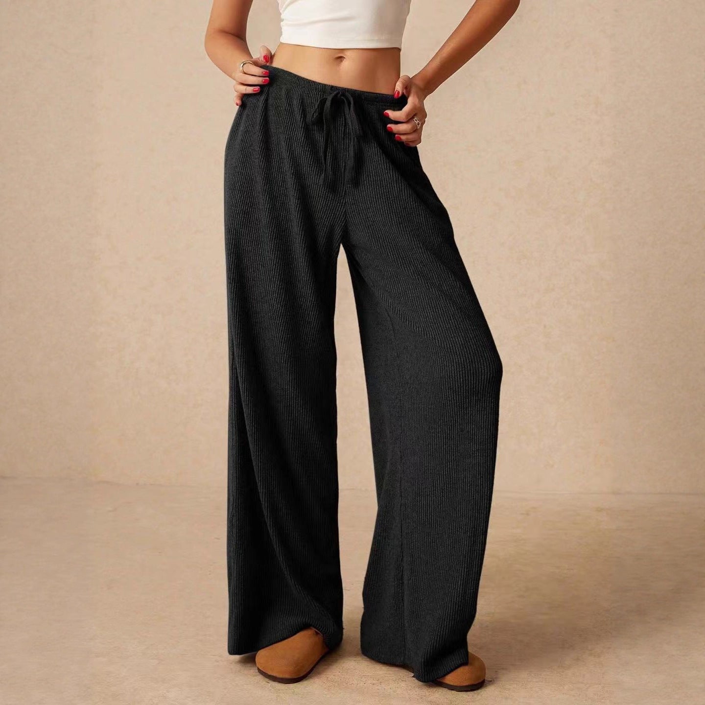 Women's Solid Color Mop Wide Leg High Waist Slimming For More Pants