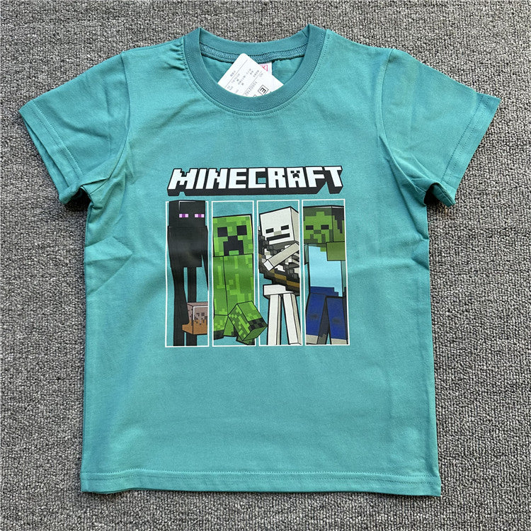 Children's Daily Order Summer My World Game Theme Short-sleeved Can Match Children's T-shirt