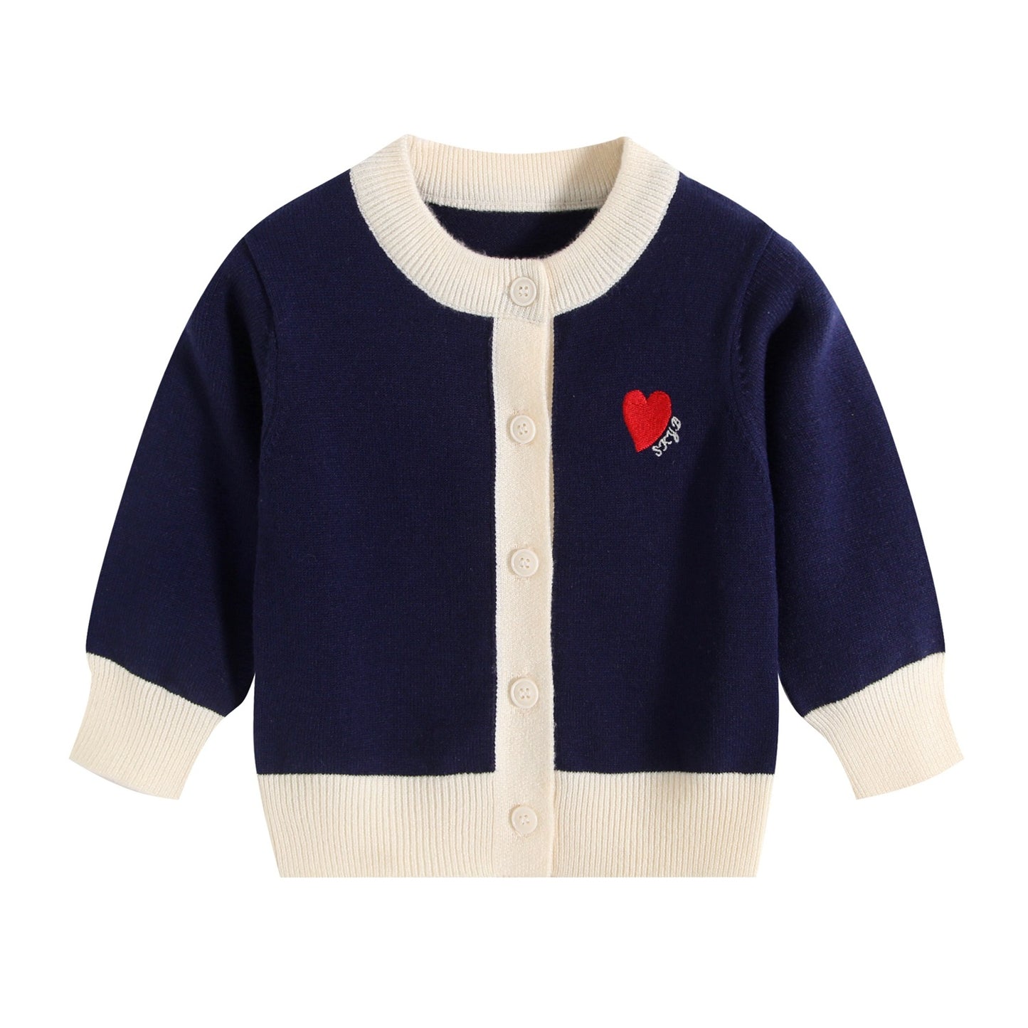 Style Knitting Love Contrast Color Coat Short Sleeve Children's Suit