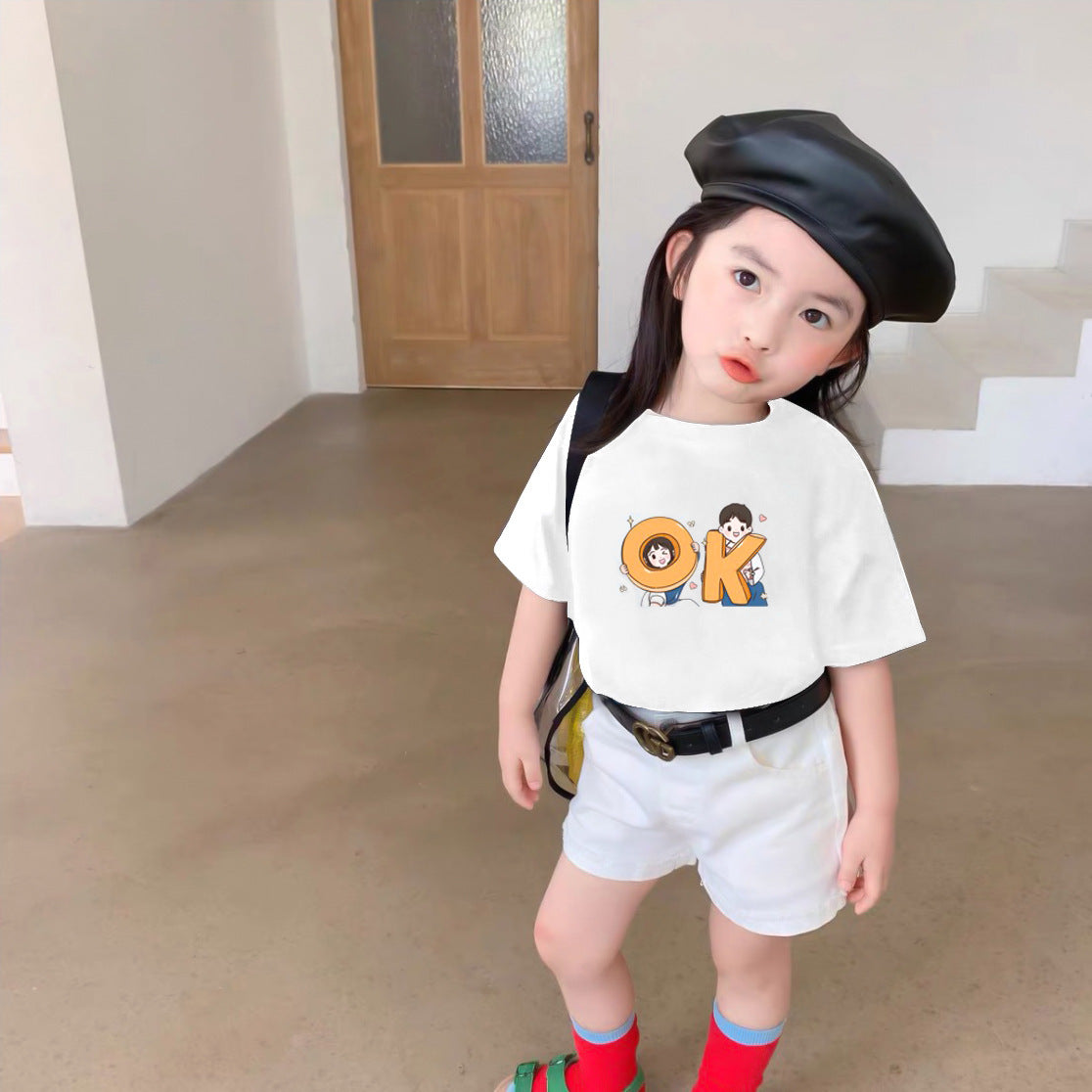 Fried Street Summer Clothes Family Three Or Four Cartoon Short Parent-child Outfit