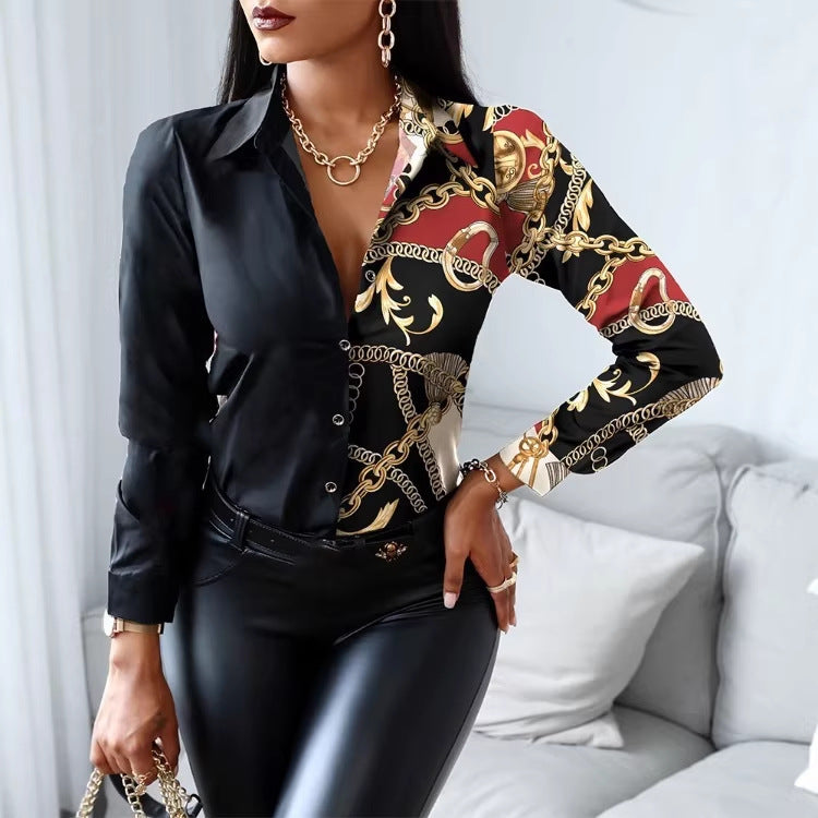 Women's Autumn Printed Long Sleeve Shirt Blouse